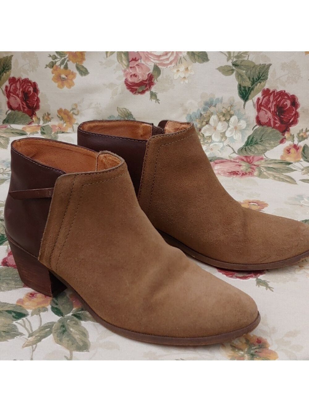 Madewell Low Chelsea Brown Leather and Tan Suede Ankle Boots Women's size 8.5 - Picture 5 of 17